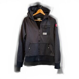 Roots Canada Speckled Black Unisex M Full Zip Hooded Casual Jacket Whistler